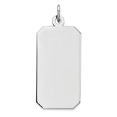 Sterling Silver Rhod-plate Eng. Rect. Polish Front/Satin Back Disc Charm